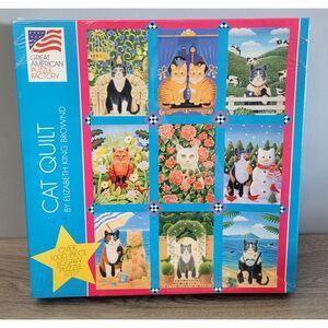 1997 Cat Quilt Elizabeth King Brownd Jigsaw Puzzle 1000+ pcs Made‎ In USA  #8056